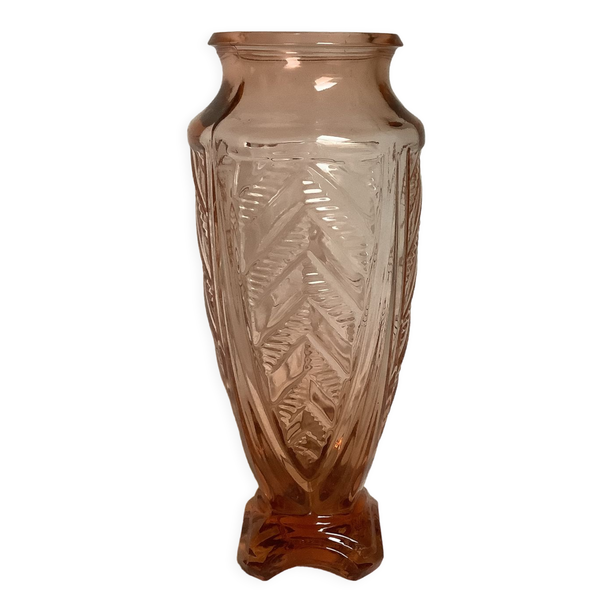 Art deco pink glass vase