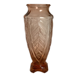 Vase verre rose art déco