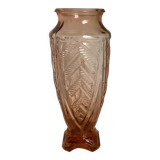 Art deco pink glass vase