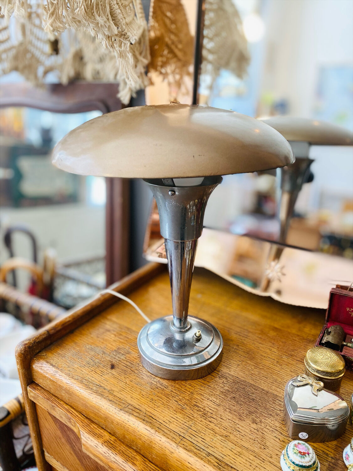 1950s metal mushroom lamp