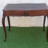 Flat desk old solid walnut top leather napoleon iii 1900 very good condition