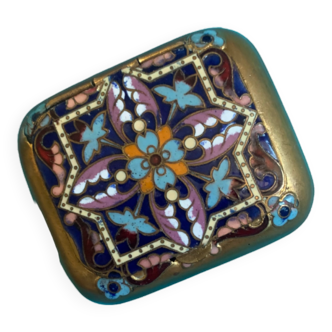 Enamel and hammered brass box