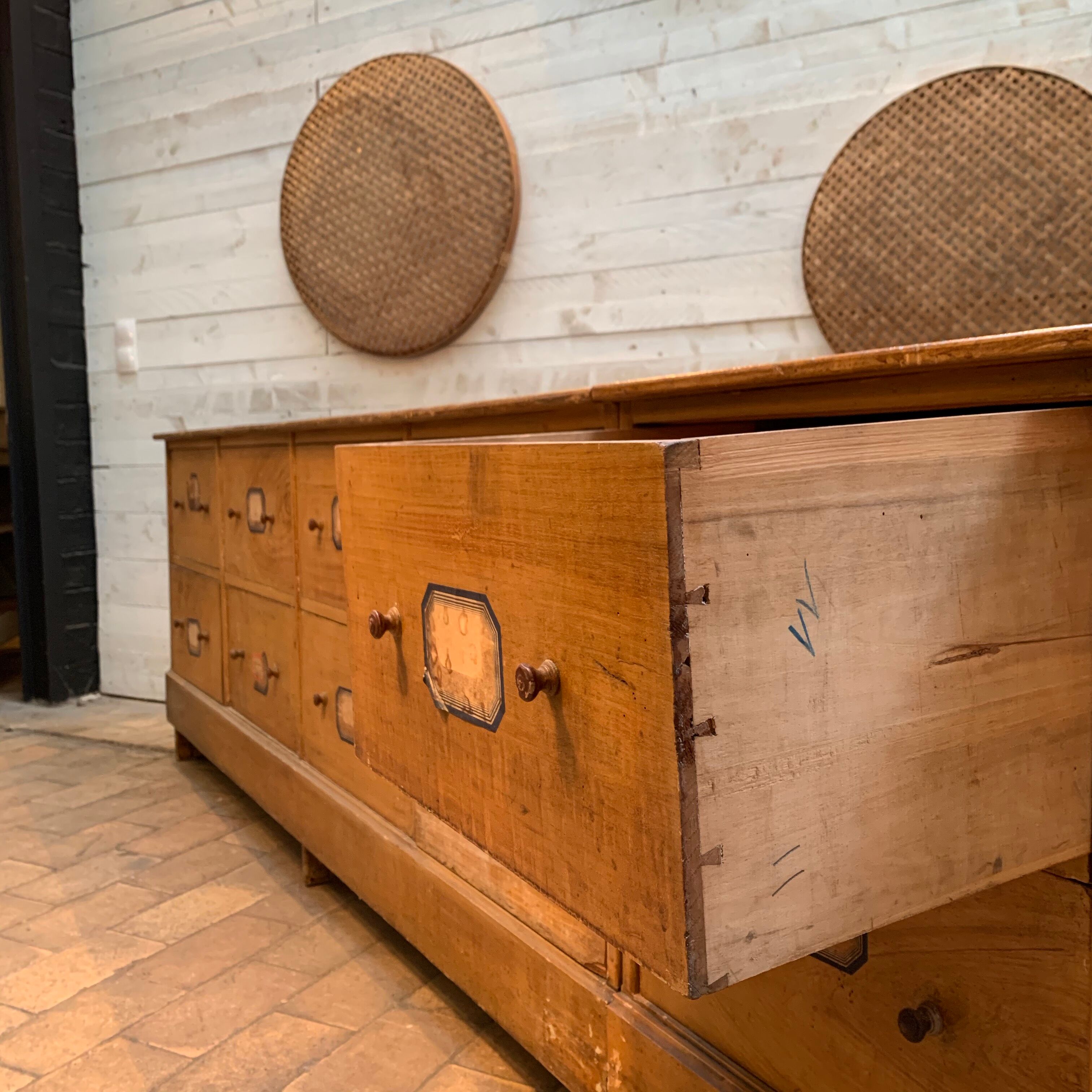 Old wooden workshop furniture