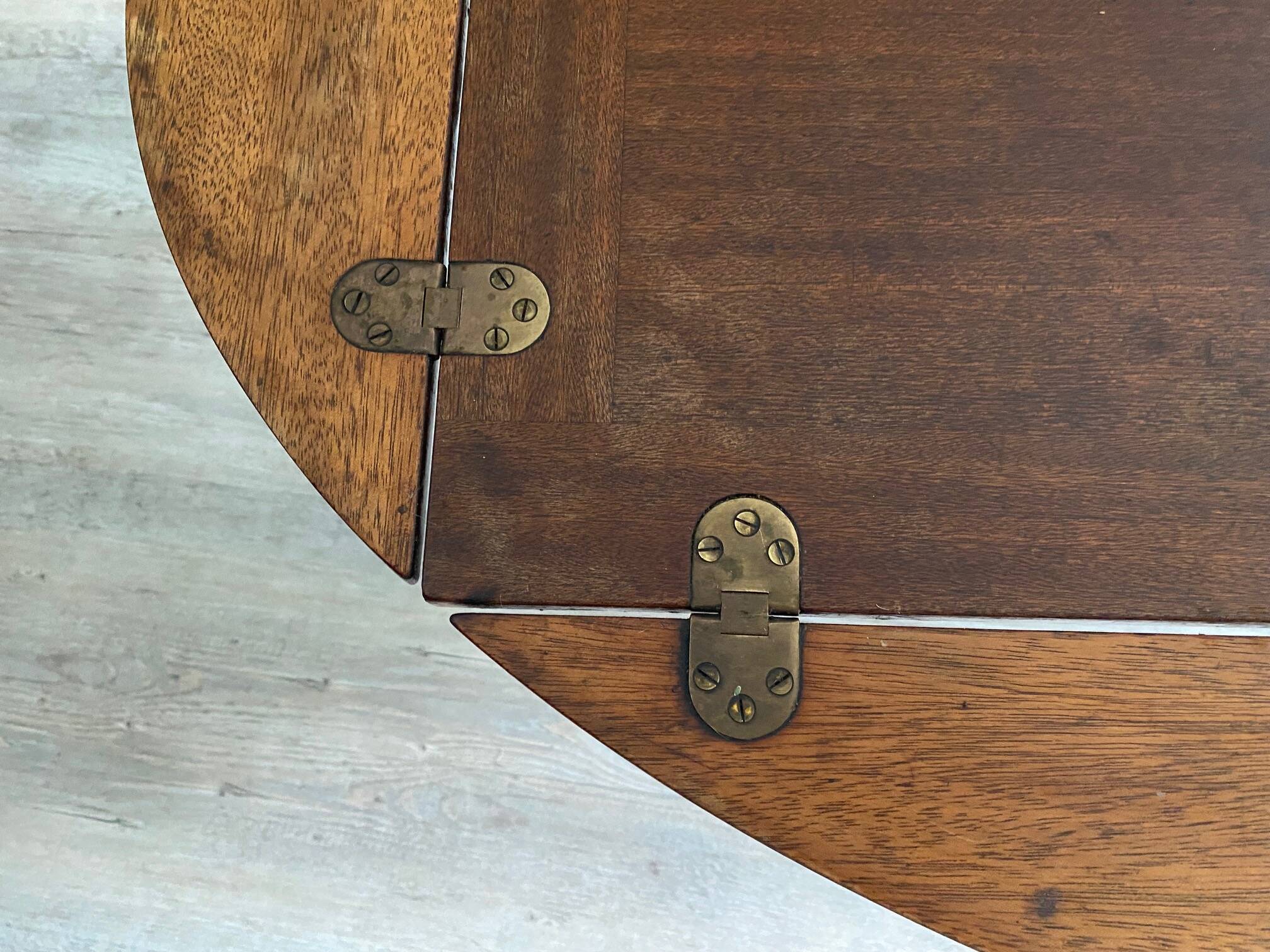 NAUTICAL STYLE FOLDING COFFEE TABLE WITH MAHOGANY BUTLER TOP