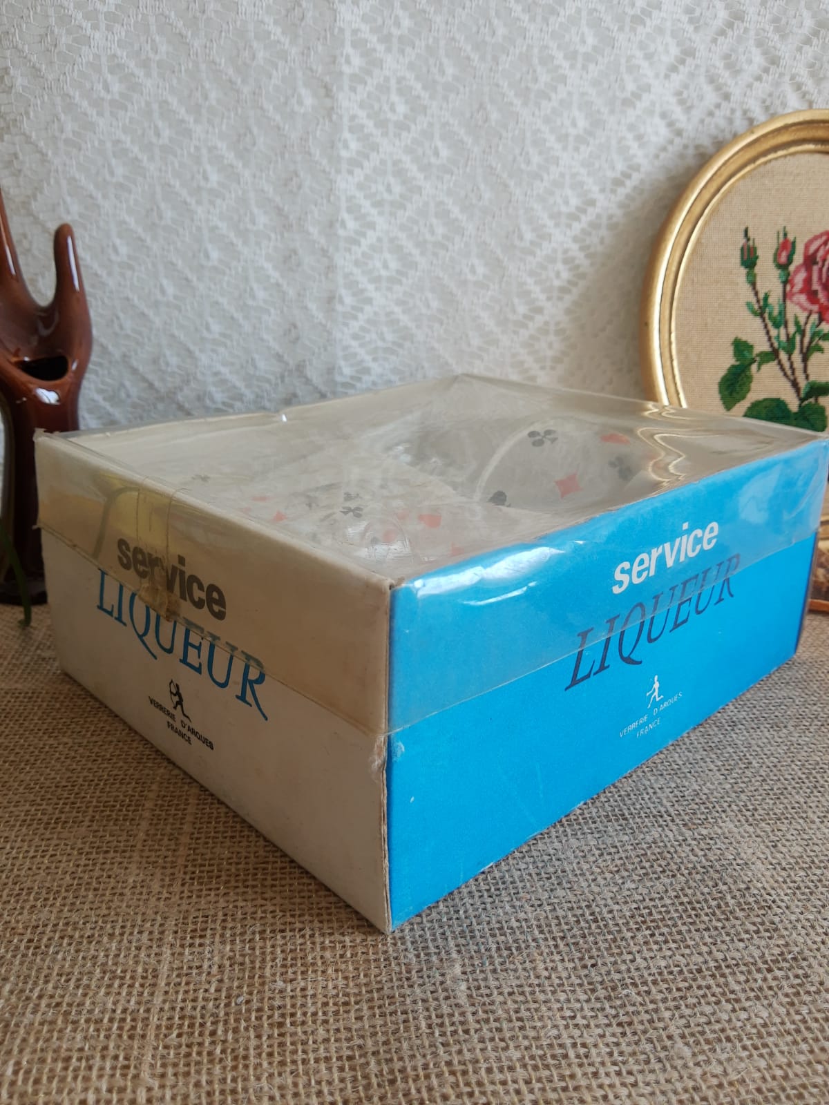 Service à liqueur jeu de cartes pique trèfle carreau et cœur - Vintage