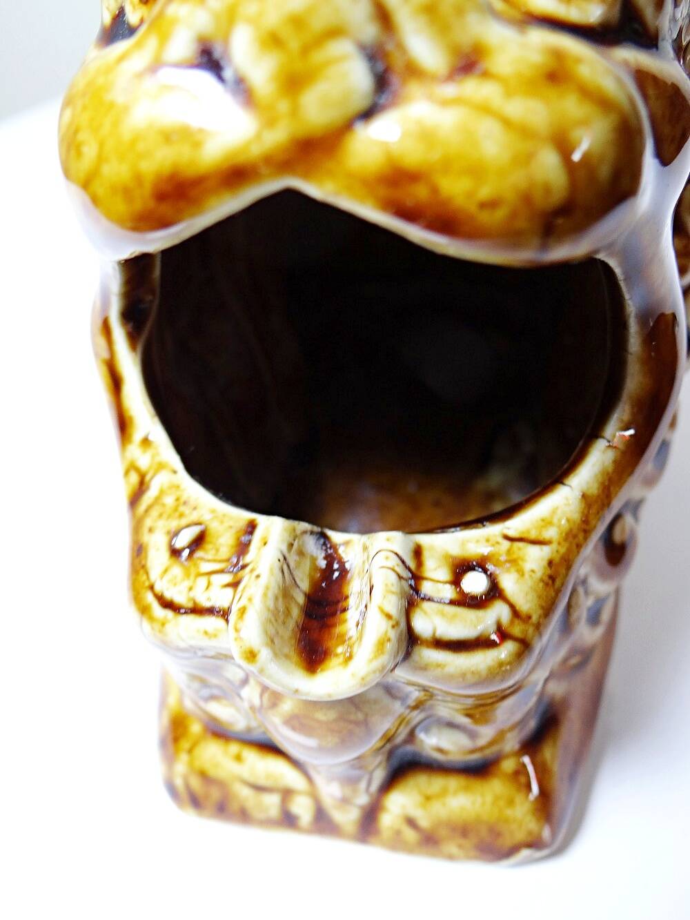 Vintage 60s-70s brown glazed ceramic Foo dog ashtray.