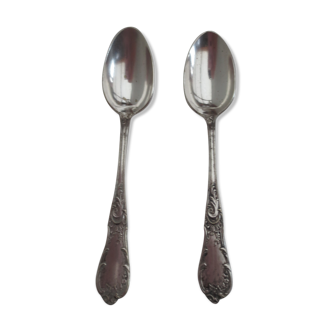 Duo of small silver old spoons