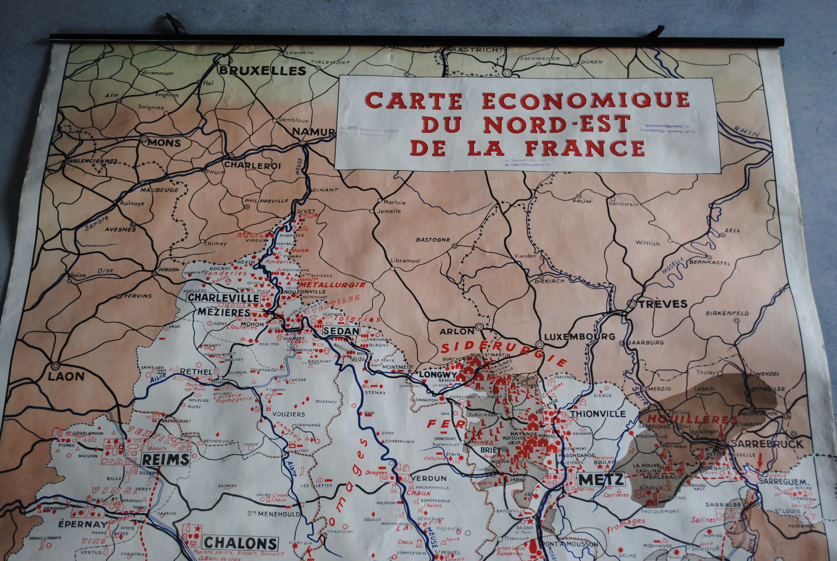 Carte scolaire France économique, région Nord Est