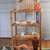 Bamboo and woven straw shelf