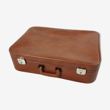 Valise vintage en cuir marron