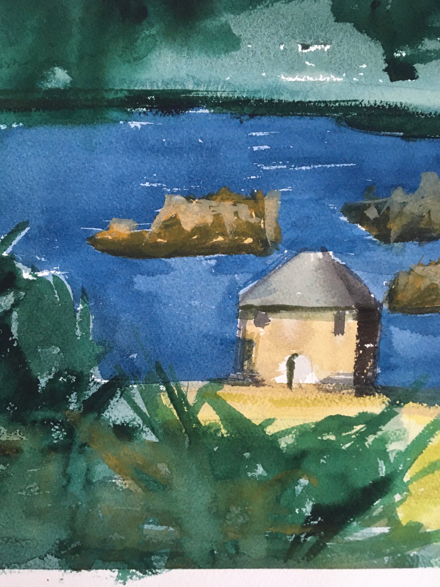 Le Moulin du Birlot, ile de Bréhat, aquarelle