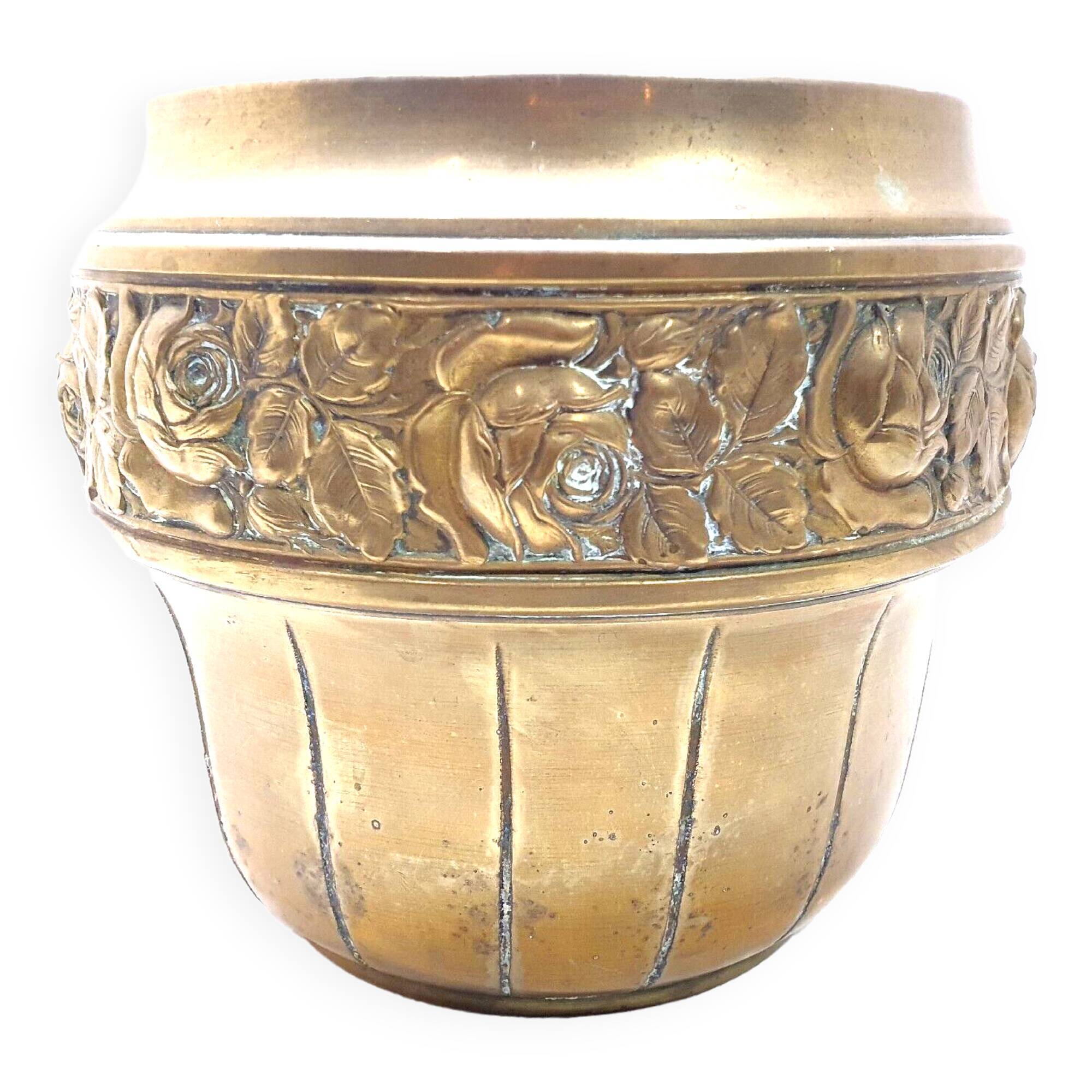 Pot brass or bronze decorations pink decoration flower plant