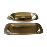 Serving plate and serving bowl, made in stainless steel, Vintage from the 1970s