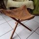 Tabouret en cuir bois pliable