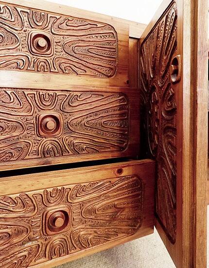 Mid-century Brutalist solid wood Sideboard