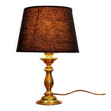 Brass lamp with black fabric shade