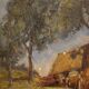 20th century Italian artwork, a countryside view with figures