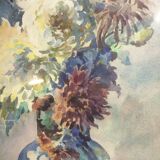 Bouquet of flowers golden frame