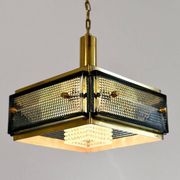 Suspension Malmö Metallvarufabrik du milieu du siècle en laiton et verre