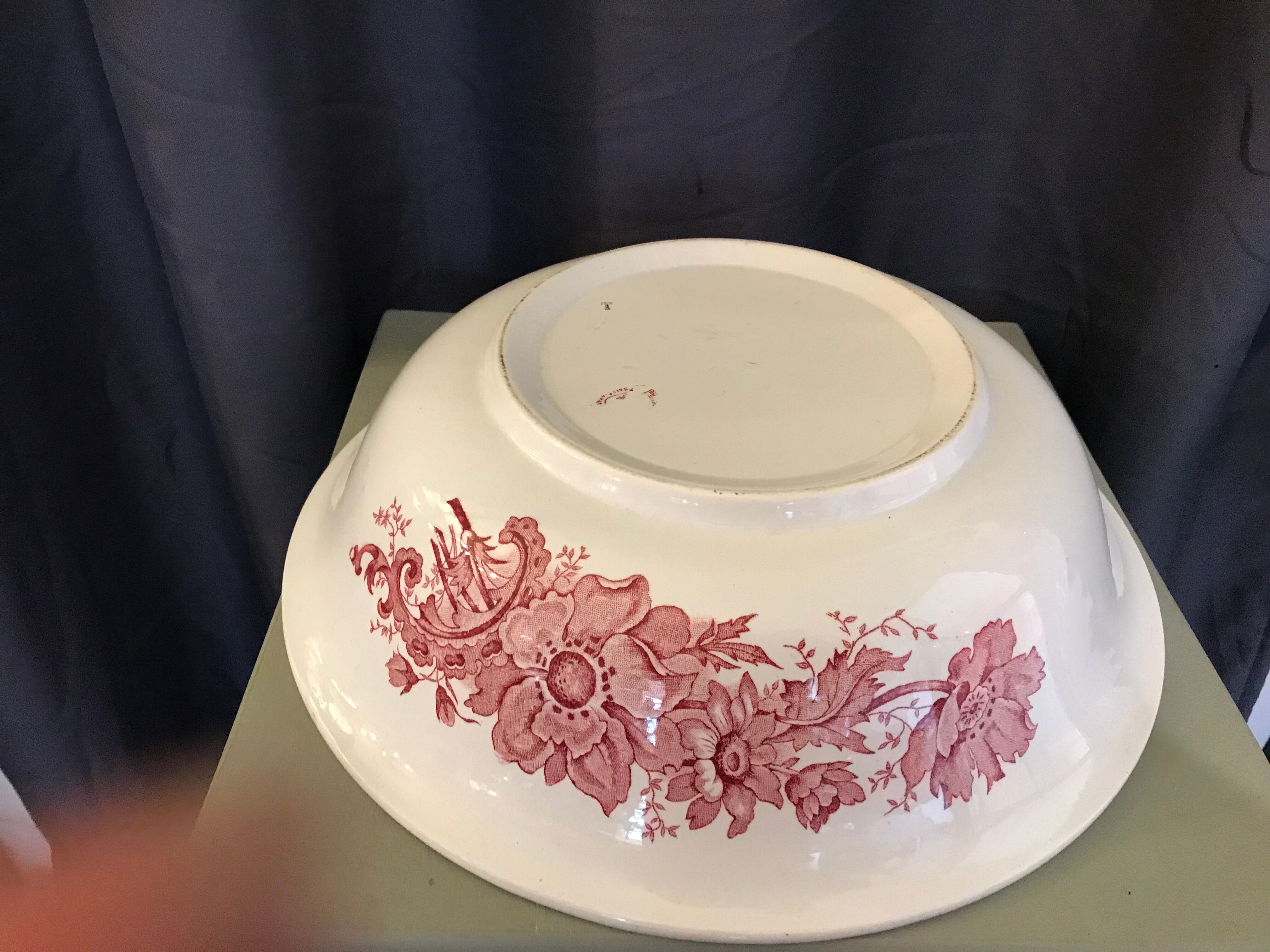 Toilet bowl old décor faience anemones