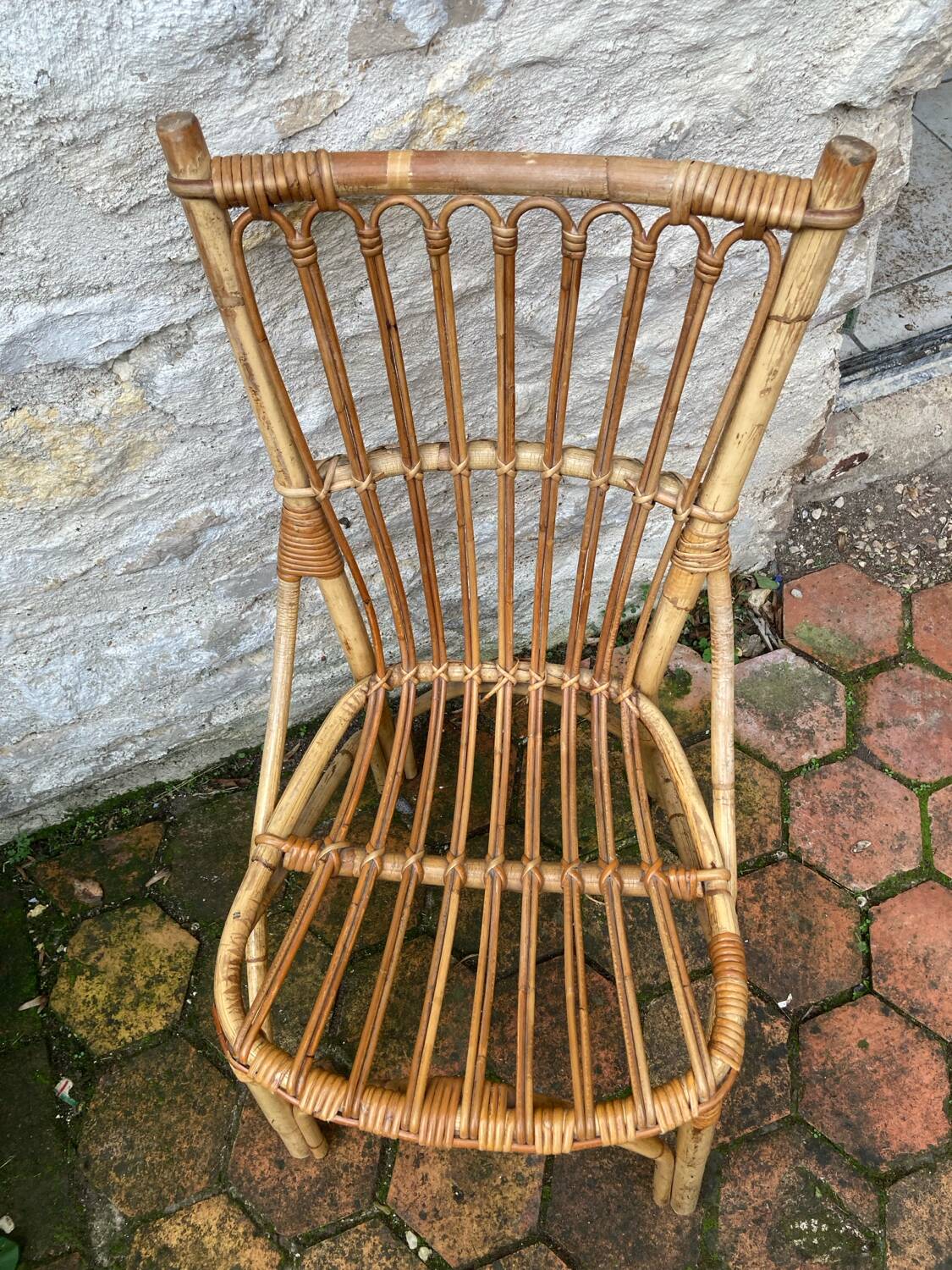 Lot de 10 chaises en rotin vintage