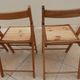 4 vintage varnished wooden folding chairs - Seats completely restored.