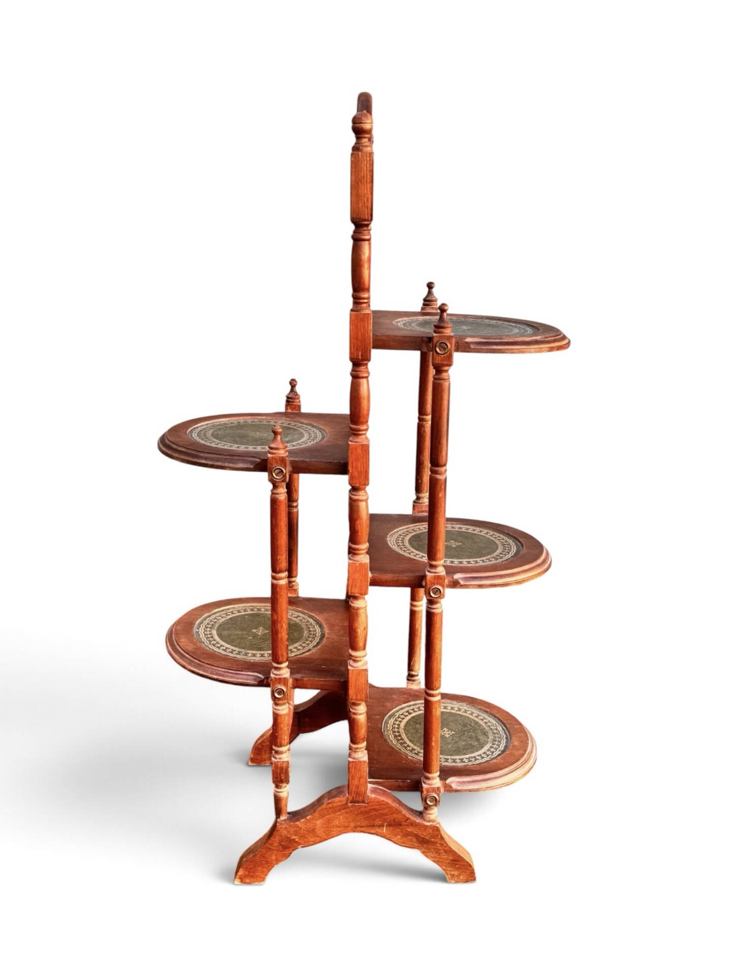 Wood and leather plant stand