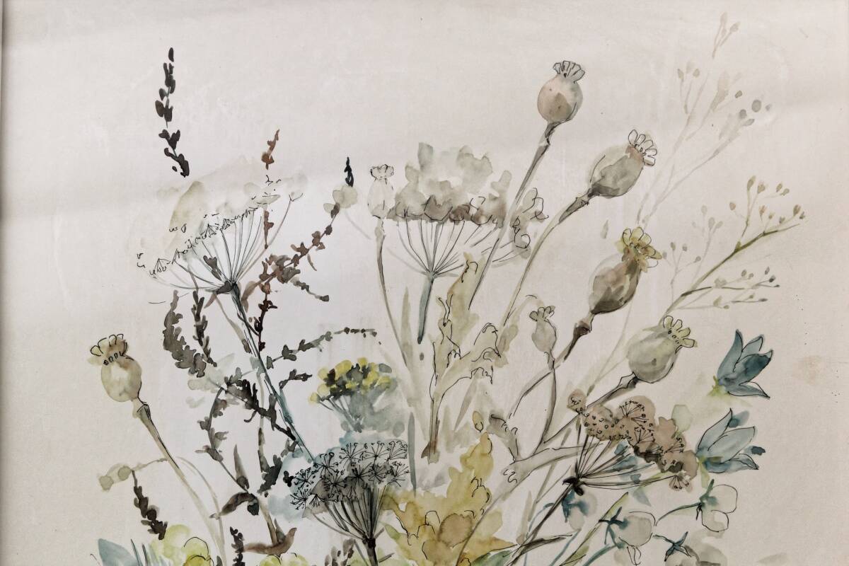 Watercolor, bouquet of flowers, Raymonde Carrier