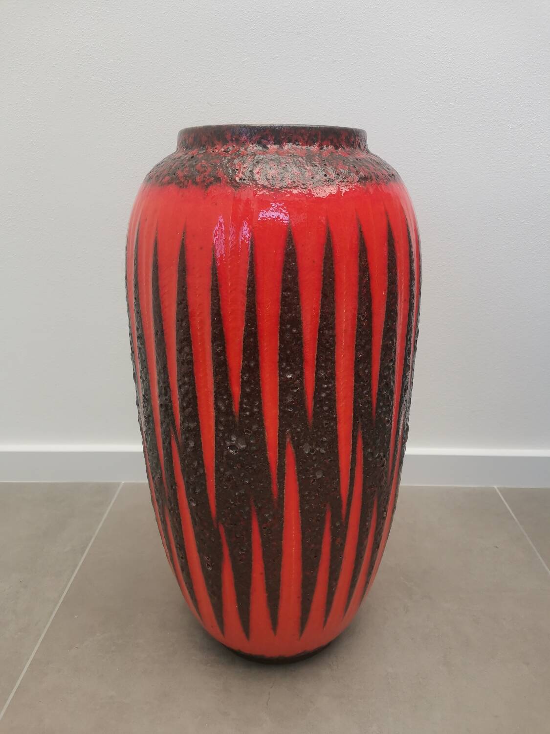 Vintage Scheurich Fat Lava vase | West Germany | Orange Black Zi