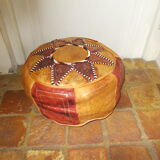 Vintage Moroccan leather pouf