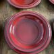 6 assiettes en grès rouge vintage