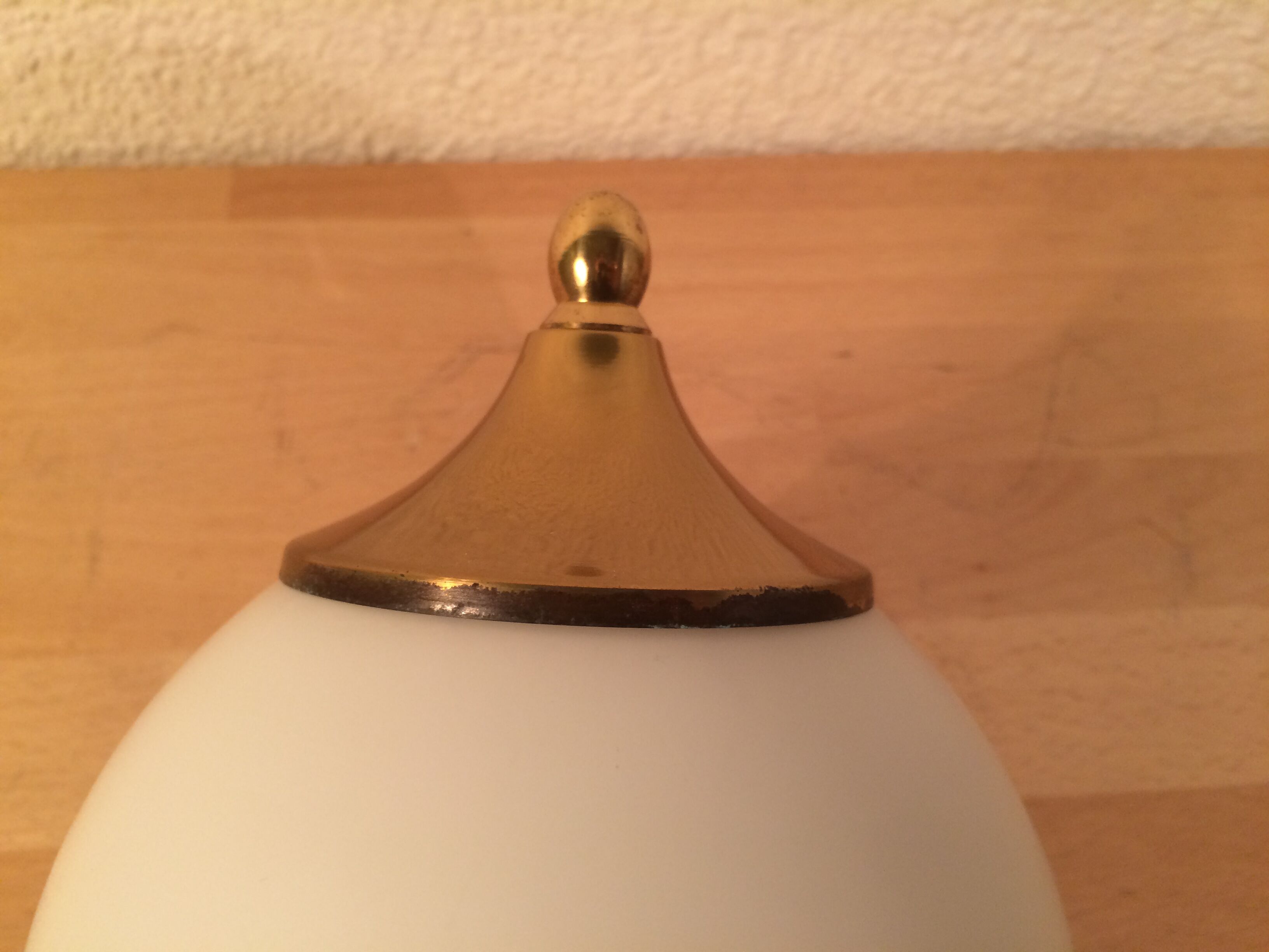 Brass and opal globe wall lamp from the 60s