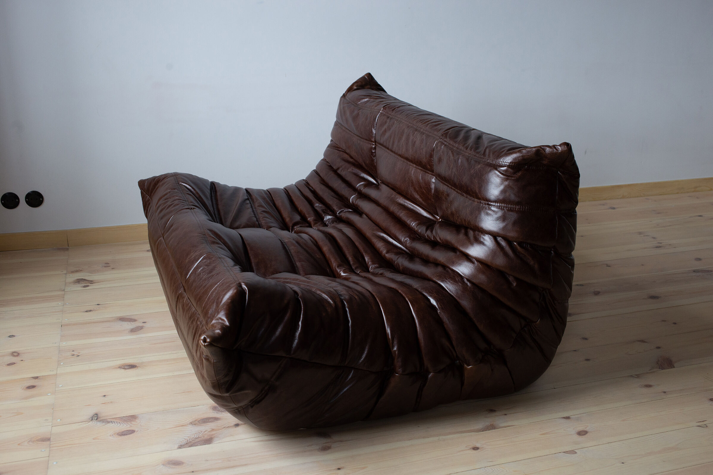Togo brown leather set designed by Michel Ducaroy 1973