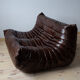 Togo brown leather set designed by Michel Ducaroy 1973