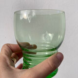 5 vintage green blown glass water glasses