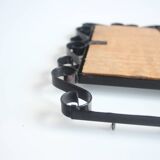 Vintage Metal Wall Mirror with Hooks, 1960's.