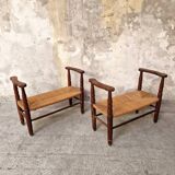 Pair of benches - Straw cantous