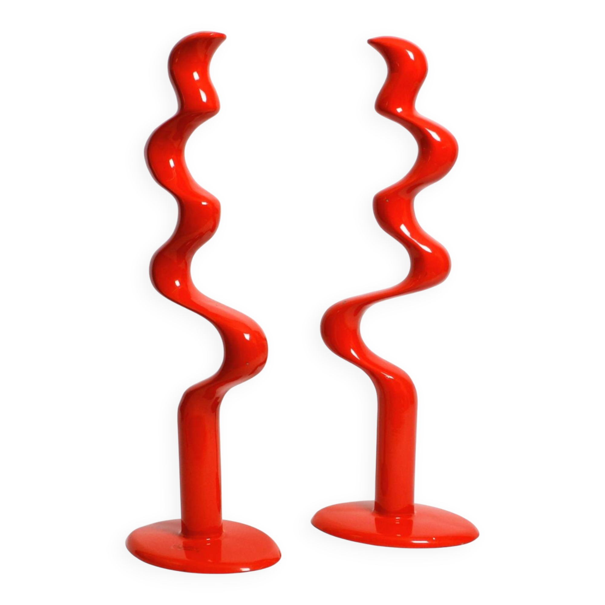 Two large limited abstract metal floor sculptures in red