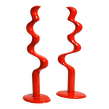 Two large limited abstract metal floor sculptures in red