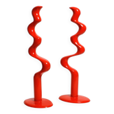 Two large limited abstract metal floor sculptures in red