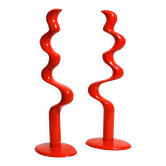 Two large limited abstract metal floor sculptures in red