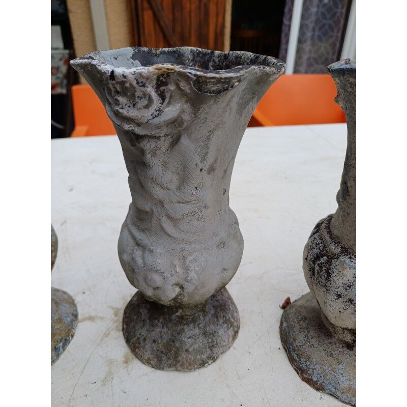 Set of 5 cast iron vases from 1900 from Charleville-Mézières