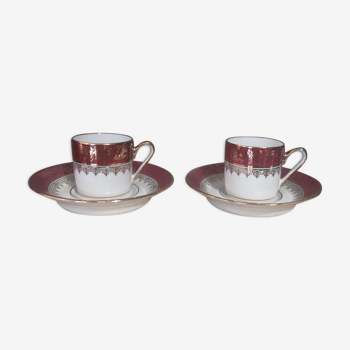 Box of 2 porcelain coffee cups from Limoges