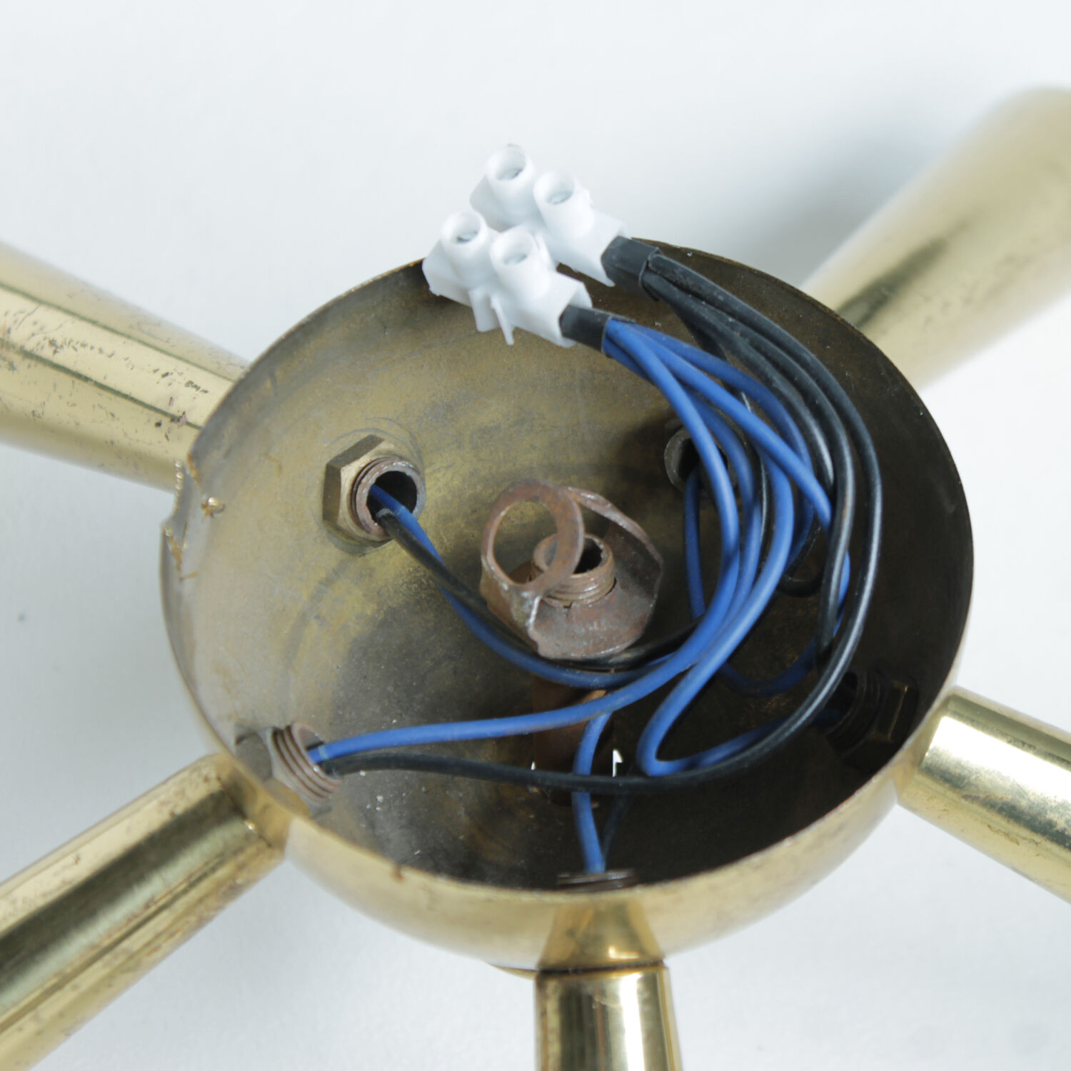 Italian Brass Star Burst Flush Mount in the manner of Arredoluce