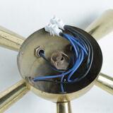 Italian Brass Star Burst Flush Mount in the manner of Arredoluce