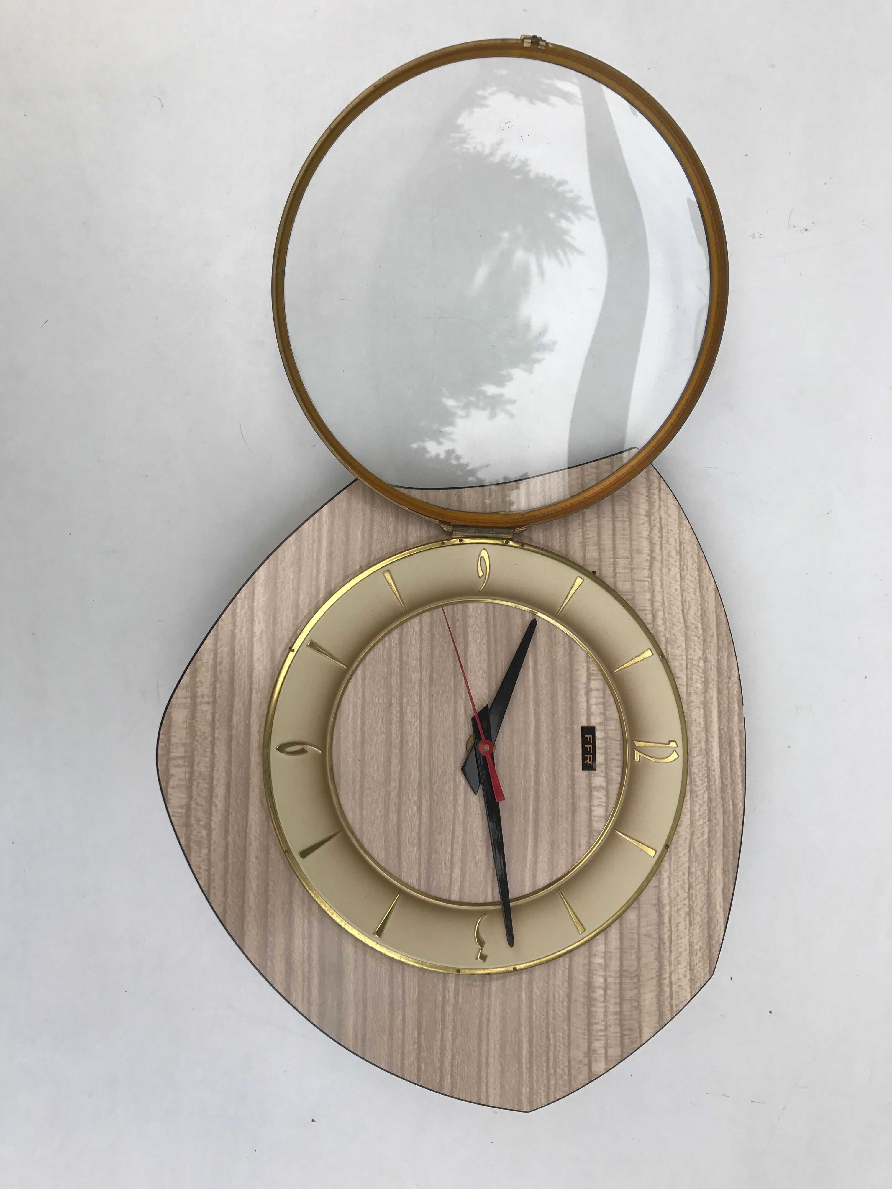 Pendule ancienne FFR en formica des années 70 vintage
