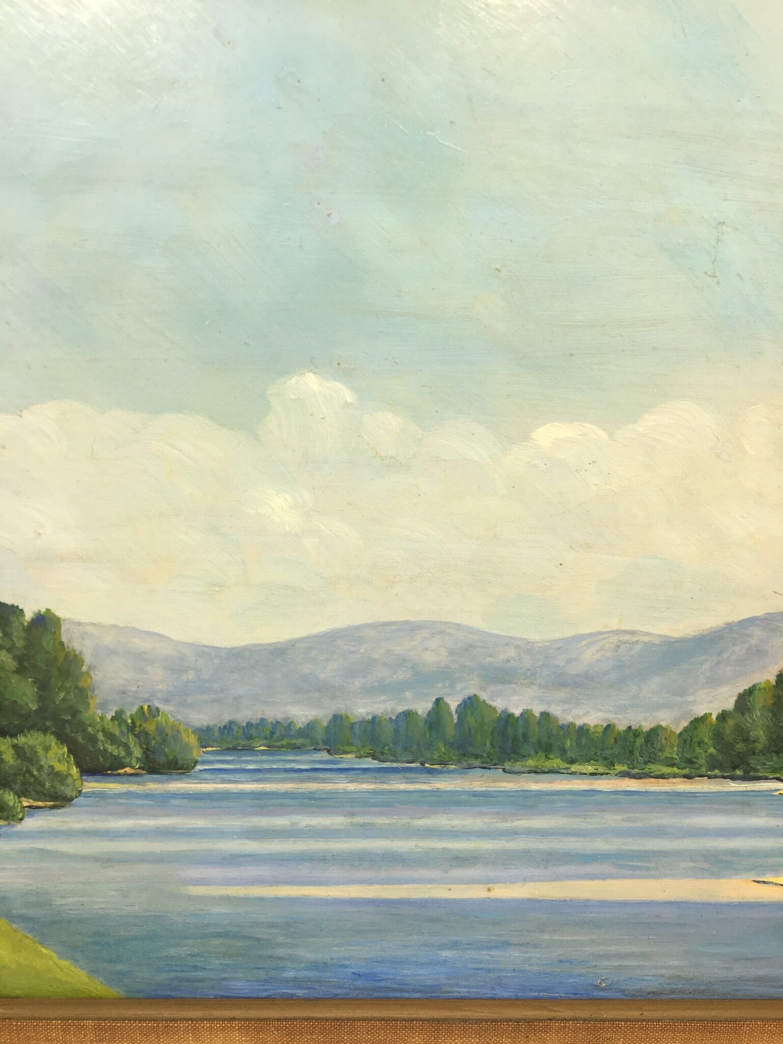 Tableau paysage au lac signé a Bailloud  années 50/70