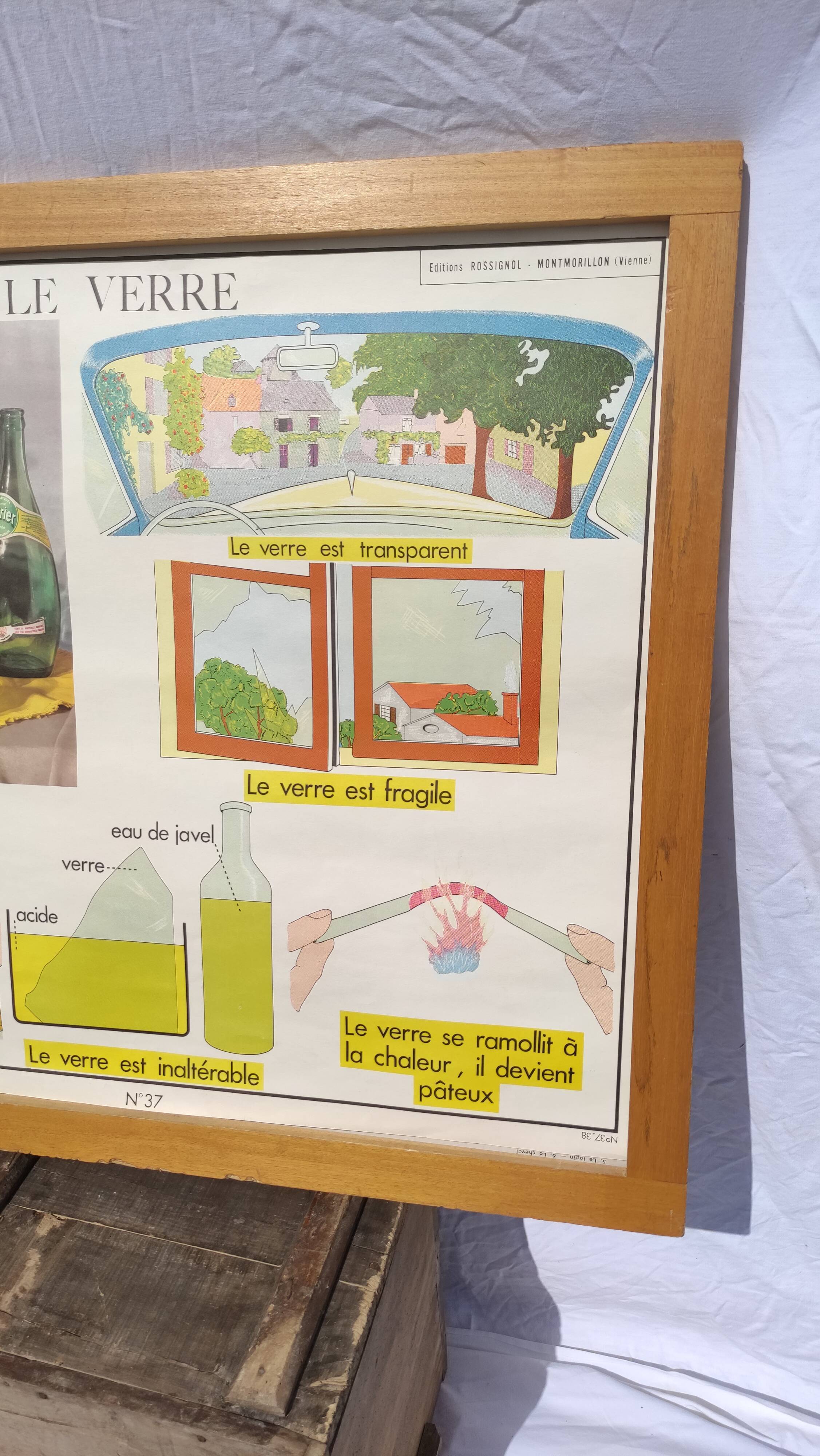 Educational and school poster Rossignol Montmorillon soap and glass