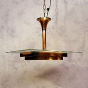 Art Deco pendant lamp by Henri Petitot - Patinated brass - Ca 1930