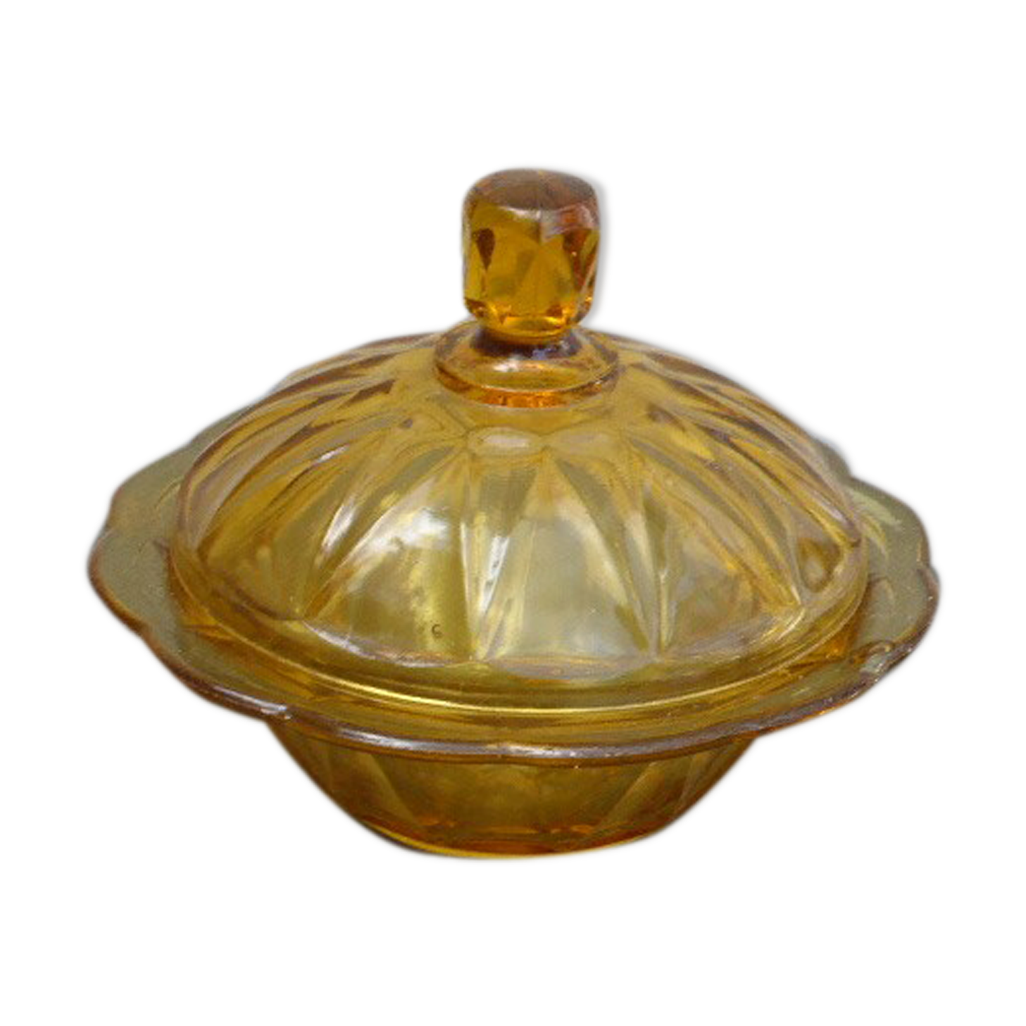 Old ochre yellow glass candy